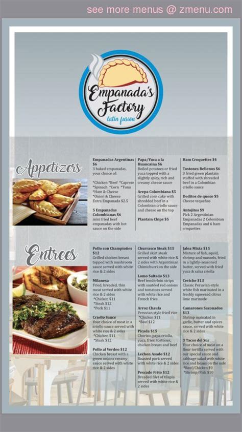 empanadas factory menu.